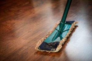  A person cleaning the floor