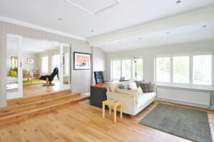 Room with a hardwood floor