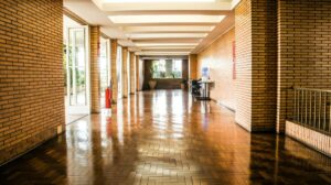 Building with a shiny floor