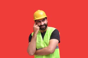 A person wearing a hard hat