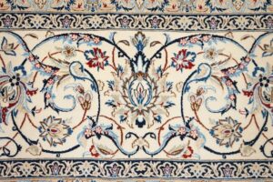 A rug with a floral design
